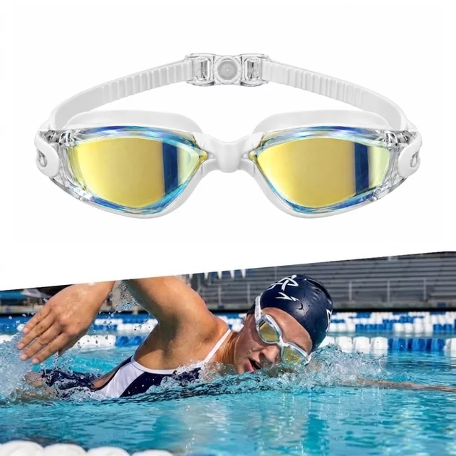 Swimming Goggles inSPORTline Clariflow Mirror - white with blue mirrored lenses