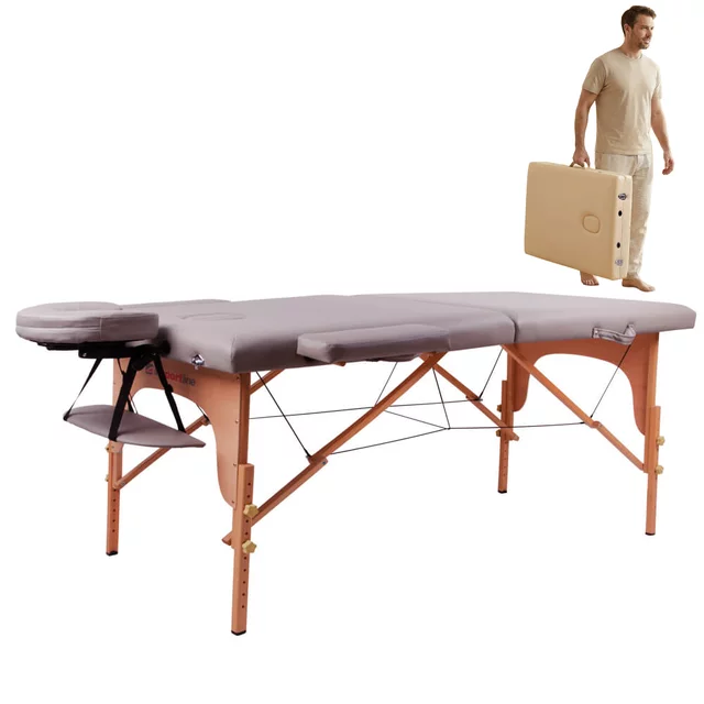Massage Table inSPORTline Taisage 186x70x62-84 cm 2-Piece Wooden - Grey - Grey