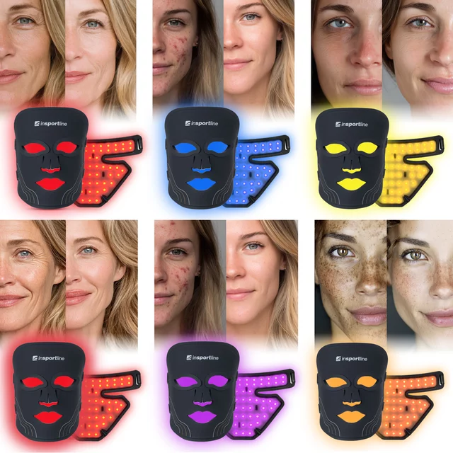 LED Infrared Light Therapy Face Mask inSPORTline Radora & Neck and Neckline Mask inSPORTline Rademis 2,500 mAh