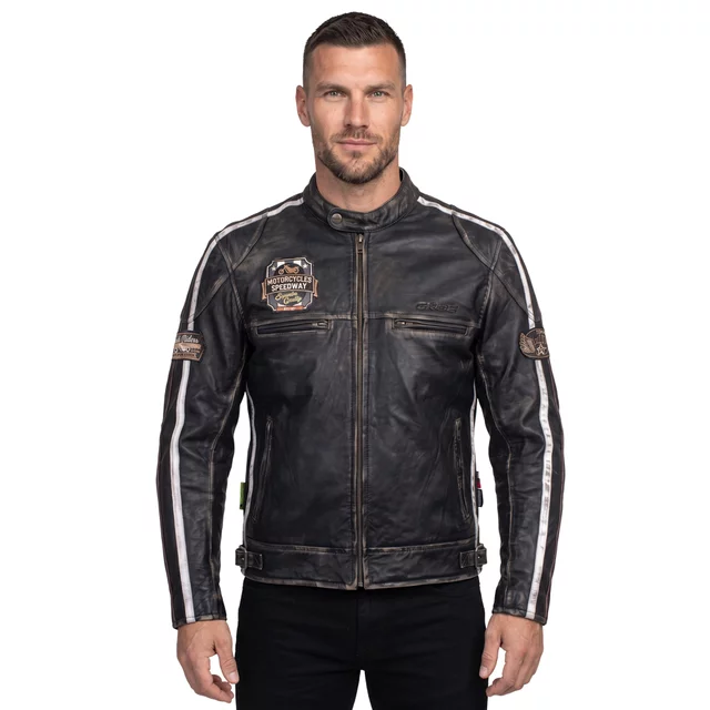 Men’s Leather Motorcycle Jacket W-TEC Sheawen Vintage
