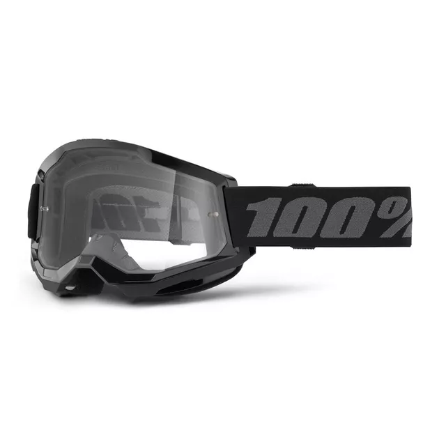 Children’s Motocross Goggles 100% Strata 2 Youth - bílá, čiré plexi - Black, Clear Plexi