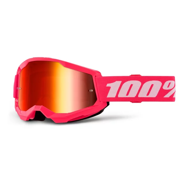 Motocross Goggles 100% Strata 2 New Mirror - Šedé, červené plexi