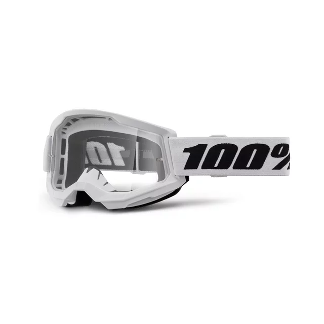 Motocross Goggles 100% Strata 2 New - War camo, čiré plexi - White bílá, čiré plexi