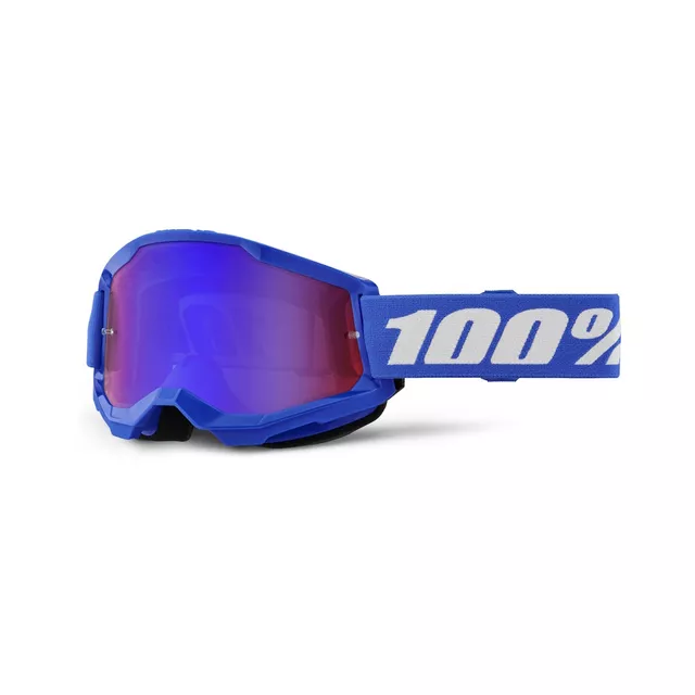 Motocross Goggles 100% Strata 2 New Mirror - Black, Silver Plexi - Modré, červené/modré plexi
