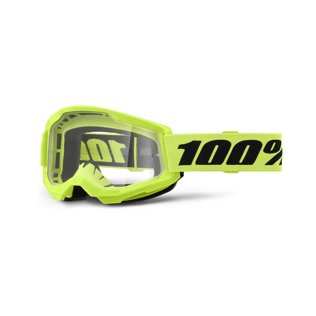Motocross Goggles 100% Strata 2 New - War camo, čiré plexi - Neon Yellow, čiré plexi