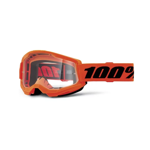 Motocross Goggles 100% Strata 2 New - War camo, čiré plexi - Orange, čiré plexi