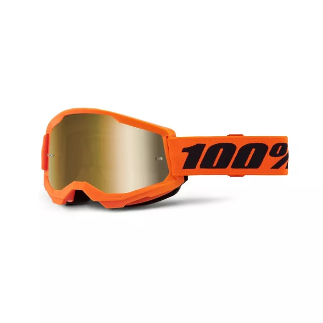 Motocross Goggles 100% Strata 2 New Mirror - Black, Silver Plexi - Oranžové, zlaté plexi