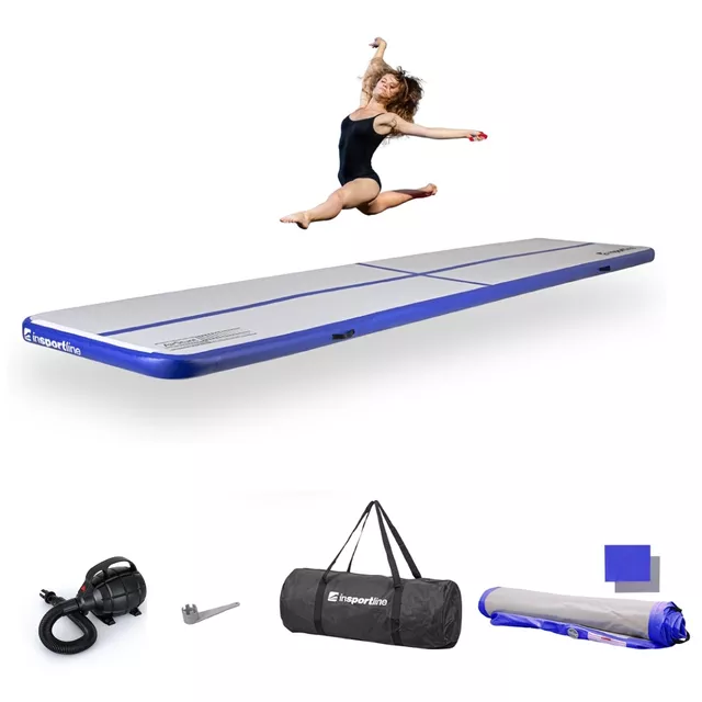 Inflatable Exercise Mat inSPORTline Airstunt 500 x 100 x 10 cm White w/ Electric Pump