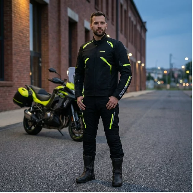 Motorcycle Jacket W-TEC Timuco - Black-Fluo