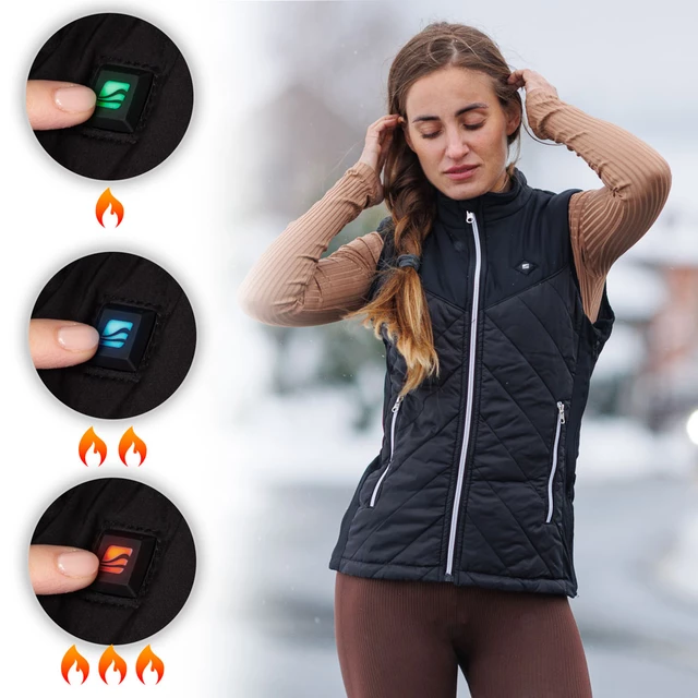 Women’s Heated Vest inSPORTline WARMher w/ 10,000 mAh Power Bank - Black