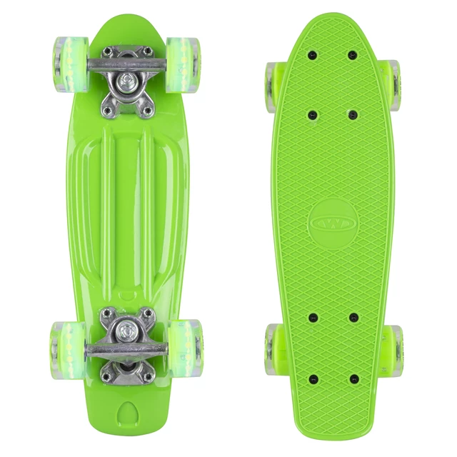 Mini Penny Board WORKER Pico 17" with Light Up Wheels - Green Board, Green Wheels - Green Board, Green Wheels