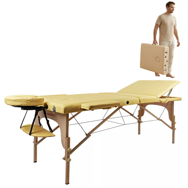 Massage Table inSPORTline Japane 195x70x62-84 cm 3-Piece Wooden - Black - Gold
