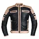 Men’s Leather Jacket W-TEC Esbiker - Black with Beige Stripes - Black with Beige Stripes