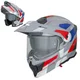 3-in-1 Flip-Up Motorcycle Helmet W-TEC Neovu Graphic - Black-Fluo - šedo-červeno-modrá