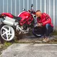 Motorcycle Shoes W-TEC SmokinJoe - Beige with Red Stripe