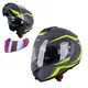 Flip-Up Motorcycle Helmet W-TEC FS-907 P/J - Gunmetal Antracite - Grey-Fluorescent Yellow