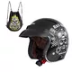 Motorcycle Helmet W-TEC Kustom Black Heart - Starter, Matte Black - Skull, Glossy Black