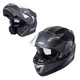 Flip-Up Motorcycle Helmet W-TEC Pezzon - White-Bronze - Matt Black-Bronze