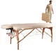 Massage Table inSPORTline Taisage 186x70x62-84 cm 2-Piece Wooden - Grey - Cream Yellow