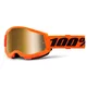 Junior Motocross Goggles 100% Strata 2 Junior Mirror - White, stříbrné plexi - Orange, True zlaté plexi