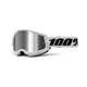 Motocross Goggles 100% Strata 2 New Mirror - Black, Silver Plexi - Bílé, stříbrné plexi